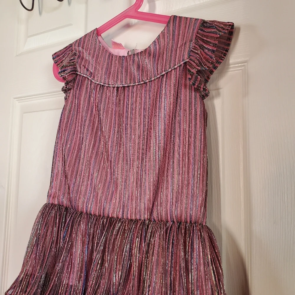 FAO Schwarz Ruffled Multicolor Dress Tiered Shimmery Formal Party Girls Size 8